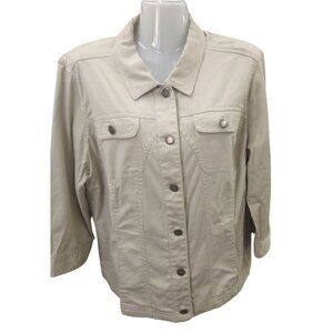 Christopher & Banks Beige Button Front Womens Jacket Size L Lightweight Casual